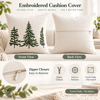 Housse de coussin avec motif d'arbre brodé personnalisé, couture soignée, fermeture éclair dissimulée, décoration de canapé