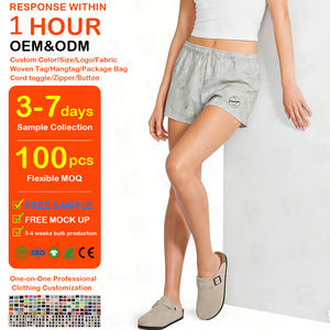 Wholesale Elastic Waist Jogger Shorts Custom Embroidery Logo Casual 100% Cotton French Terry <b>Athletic</b> Camo Women Sweat Shorts - Product Image 1