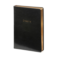 Carnet de notes en cuir noir A5 avec impression de logo personnalisé avec bordure dorée