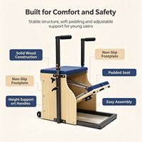 Chaise Wunda professionnelle en bois d'érable pour enfant, équipement de Pilates portable, machine d'entraînement corporel à résistance réglable, pédale fendue en PU