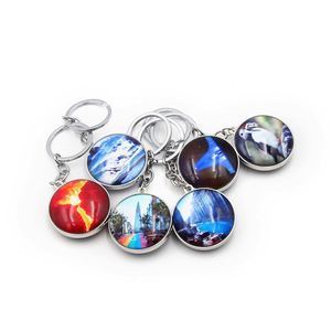 Low Moq Metal Keyring Round Material Glass Key Chains With Your Own Design - Product Image 1