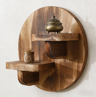 Étagères ovales en bois écologiques de style Art déco bohème avec décoration murale flottante en acier inoxydable pour le salon, décoration intérieure
