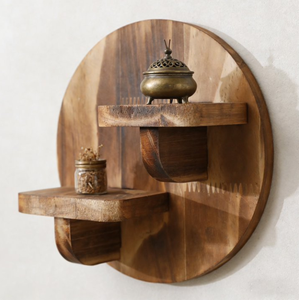 Mensole Ovali in Legno Eco-Friendly Stile Art Déco Bohémien con Decorazioni da Parete Fluttuanti in Acciaio Inossidabile per <span class=keywords><strong>Soggiorno</strong></span> e Arredamento Casa - Product Image 4