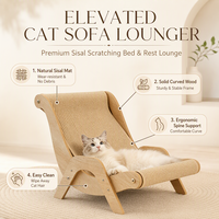 Griffoir en bois pour chat, lit surélevé pour chat, canapé en corde de sisal, griffoir ergonomique pour chats d'intérieur, meubles pour chatons