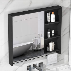 Lida - Mueble con Espejo Rectangular de 60x70 cm, Estante de Almacenamiento para Baño, Color Gris, Aluminio Duradero - Product Image 1