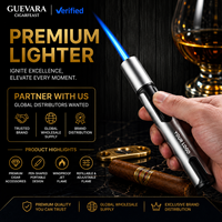 Accessoires pour cigares de haute qualité GUEVARA en alliage de zinc, outil de luxe pour cigares, briquet de camping rechargeable au butane, torche à flamme unique