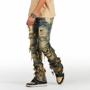 ديزنيو مخصص جينز مصمم ملابس الشارع استرخاء ضئيلة المناسب حمض غسلها سراويل الدنيم للرجال - Product Image 3