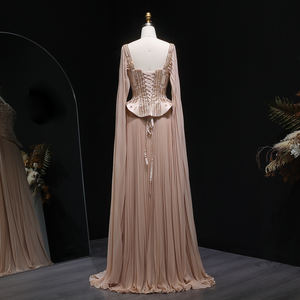 Gaun Malam Dua Potong Sharon Said SS349 Elegan Tanpa Tali Bahu Dengan Lengan Cape, Gaun Pesta Arab untuk Wanita - Product Image 6