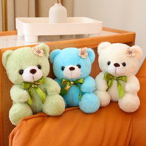 ตุ๊กตาหมีทำจากผ้าฝ้ายสีสันสดใส20ซม. ริบบิ้นผ้ากำมะหยี่สำหรับเป็นของชำร่วย - Product Image 2