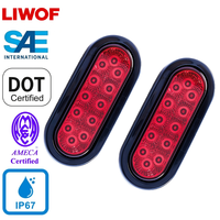 Luz Trasera LED Ovalada de 6 Pulgadas para Remolque, SAE DOT, 12V/24V Universal, IP67 Impermeable, con Junta de Goma, Luces Traseras para Camión y Remolque