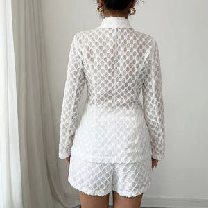 Élégant Ensemble Tailleur Jacquard <span class=keywords><strong>Femme</strong></span>, Veste Courte et <span class=keywords><strong>Short</strong></span> Au-dessus du Genou, Deux Pièces pour l'Été - Product Image 4