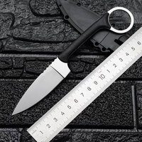 Couteau de camping et de chasse en acier inoxydable avec lame à haute dureté, manche en nylon, longueur totale de 18 cm, étui K et pince de ceinture