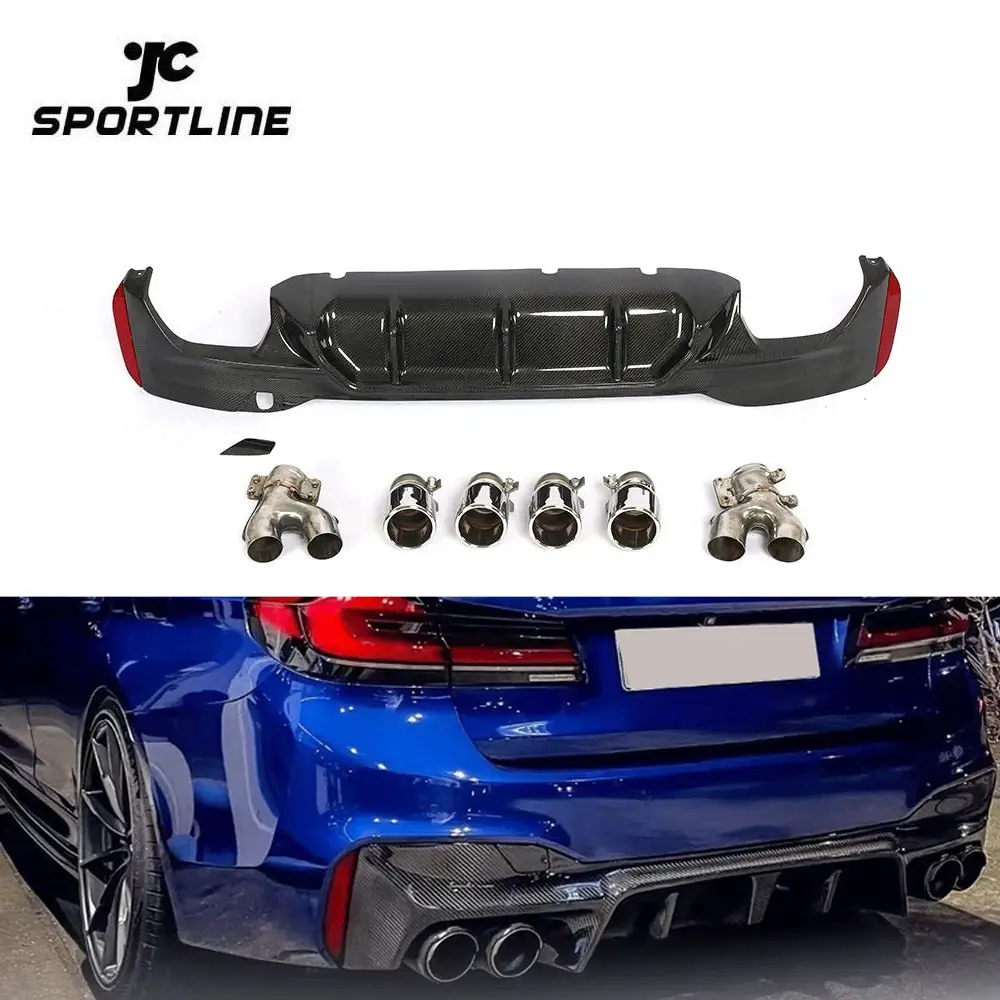 G30 M TECH Bumper Carbon Fibre Rear Diffuser with Tail Pipes for BMW G31 G38 520i 530i 540i M Sport 17-19