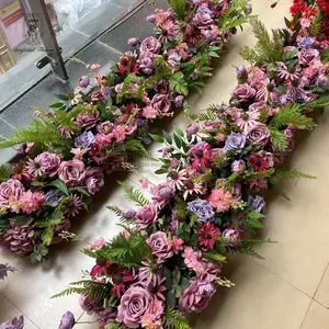 DKB 2024 Hot Floral Runner Wedding Table Artificial Flower Runners Floor Flower Runner Wedding