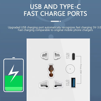 Prise intelligente WiFi UEMON pour maison connectée, prise universelle UK 13A A+C avec écran tactile et commande vocale, cadre en verre et plastique 2.5D