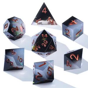 Sharp Edge D&D Dice Black and White Resin Dice Galaxy DND Dice Set for RPG Role game