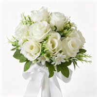 Bouquet de roses en soie préservées pour mariage, remise de diplôme, fête des Mères et Saint-Valentin - Fait main