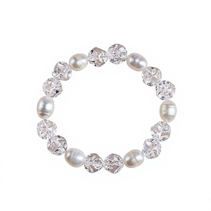 Pulsera de Perlas y Cristales Cóncavos Blancos Naturales, Regalo de Cumpleaños para Novia - Product Image 6
