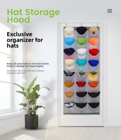 Organizador Colgante para Puerta con 24 Bolsillos, Bolsa de Almacenamiento Transparente de PVC para Montar en la Pared, para Colección de Gorras de Béisbol