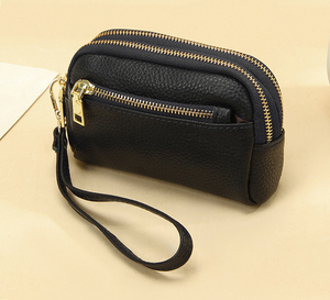 New Arrival Genuine Leather Women's <b>Wristlet</b>, Top Grain Cowhide Triple Zip Coin Purse, OEM/ODM Custom Factory, Portable Handbag - Product Image 1