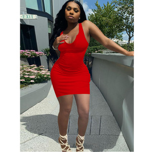 Elegante Minivestido Ceñido sin Mangas de Verano para Mujer 2025 con Cuello Redondo de Tejido Acanalado Transpirable Casual para Discotecas o Fiestas - Product Image 2