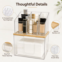 MIXWARES Boîte à mouchoirs en acrylique et ensemble d'organisateurs de maquillage transparents, étagère de bureau et de salle de bain pour la maison