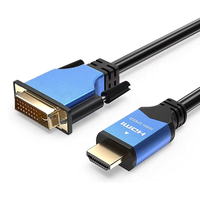Câble coaxial bidirectionnel HDMI vers DVI mâle-mâle 1080P avec gaine en PVC, logo personnalisé, longueur personnalisable pour PC/moniteur