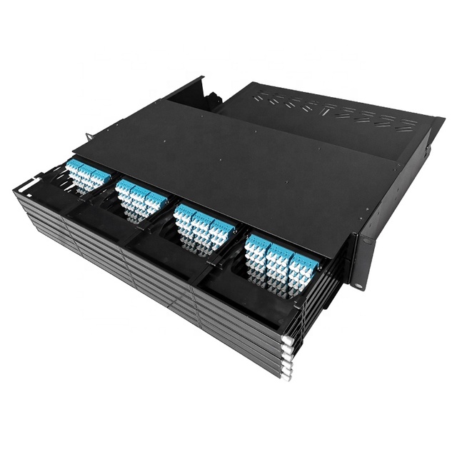 19 Inch Rack Mount 4U Fiber Optic Distribution Frame 144f Odf High Density MPO Patch Panel