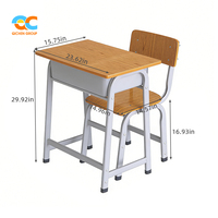 Ensemble bureau et chaise d'écolier robuste en grain de bois, vente en gros directe usine OEM, solutions de mobilier pour salles de classe