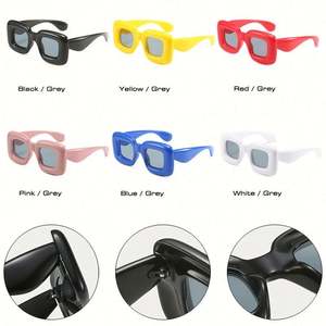 Lunettes de soleil carrées rétro Y2K bleues personnalisées avec logo 2023, protection UV400, couleur bonbon, pour femmes - Product Image 5