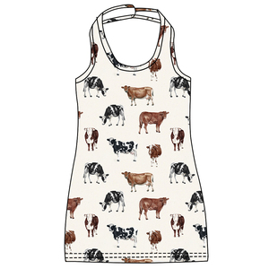 Abito da bambina alla moda con stampa floreale/animale, senza maniche, senza schienale, in tessuto di seta latte, personalizzabile, lunghezza al ginocchio - Product Image 4