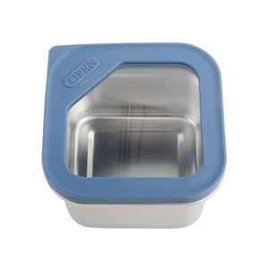 Contenedor de Alimentos Rectangular de Acero Inoxidable de 550 ml con Tapa de Plástico Azul Hermética a Prueba de Fugas, Lonchera de un Solo Compartimento - Product Image 3