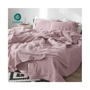 家庭床上用品套装奢华床上用品环保透气100% 亚麻棉床单