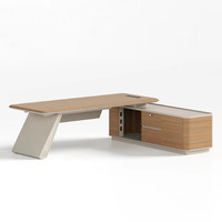 Bureau de direction en PVC luxueux et tendance, table de bureau moderne et simple pour usage commercial, avec technologie de bordure sous vide intégrée