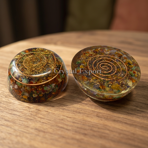 Bol d'énergie Orgone Chakra en cristal, forme circulaire, artisanat en pierre précieuse sculptée à la main, art Feng Shui, objet de collection, thème Amour - Product Image 4