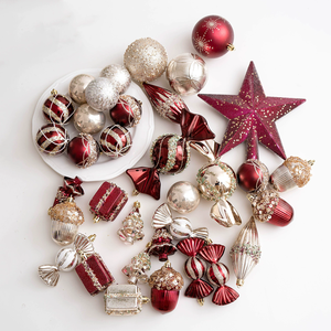 LS-358 all'ingrosso della palla di natale albero appeso decorazione bordeaux plastica natale palla set 2026 - Product Image 1