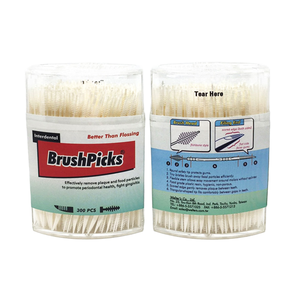 Palillos de Dientes Desechables de Plástico Color Marfil Brushpicks (OV300) 300 Piezas con Certificación CE - Product Image 1