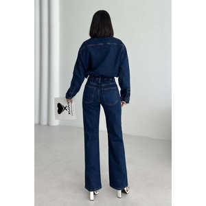 Combinaison en jean classique Xlove, taille haute, jambes larges, salopette pour femmes, 100% coton, lavable, style simple et tendance - Product Image 4