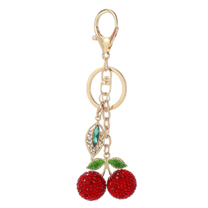 Llavero de Cereza Roja 3D de Resina <span class=keywords><strong>y</strong></span> Metal, con Esmalte de Moda, Colgante para Bolso de Mujer, Regalo de Recuerdo, Llavero de Cristal - Product Image 6
