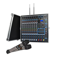 Console de mixage 8 canaux OEM GJS-80 avec amplificateur intégré 500W, entrées XLR, microphone sans fil, USB/Bluetooth, 16 effets de réverbération DSP pour la scène