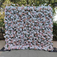 Mur de fleurs artificielles en soie romantique et rêveuse, fait main en 3D/5D, personnalisé pour mariage, Noël, Saint-Valentin