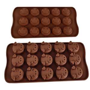 Moule en silicone tête de cochon souriant, 15 cavités, 20,5 cm, pour chocolat, bonbons, glaçons, pouding, gâteau - Product Image 2