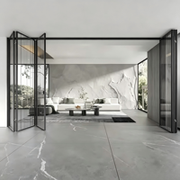 Portes pliantes en verre trempé pour entrée de villa moderne, avec cadre en aluminium, légères, insonorisées, résistantes au vent, garantie 5 ans