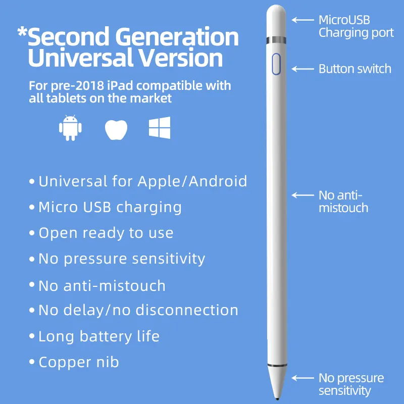 Custom Logo Aluminium Touch Screen Capacitieve Stylus Pen Voor Android Voor Ios En Android Universele Stylus Pen