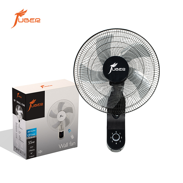 Modern Style Black Electric Plastic AC/DC Oscillating Wall Fan with Mechanical Control Industrial Design