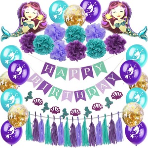 Offre Spéciale Joyeux <span class=keywords><strong>Anniversaire</strong></span> <span class=keywords><strong>Sirène</strong></span> Thème Papier Bannière Multi Couleur Décorations De Fête - Product Image 4