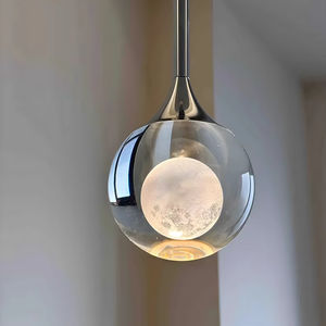 Lampadario moderno 3D luna sfera di cristallo trasparente luce di lusso Premium camera da letto ingresso ingresso appeso filo luce - Product Image 1