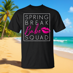 T-shirt Spring Break Babe Squad pour femmes, Vacay Girls Trip, noir, manches courtes - Product Image 3