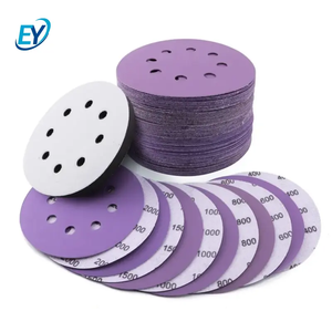 5 Zoll 125mm 40 #80 #120 #180 # Lila Keramik-Schleif scheibe mit rundem Klett verschluss für Metalle mit mehreren Löchern - Product Image 3