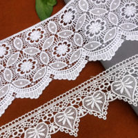 Dentelle chimique personnalisée, broderie blanche, dentelle en polyester pour vêtements féminins
